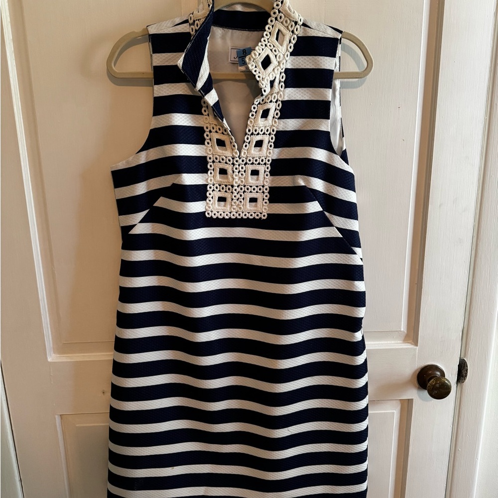 Jessica Howard Navy and White Striped Dress